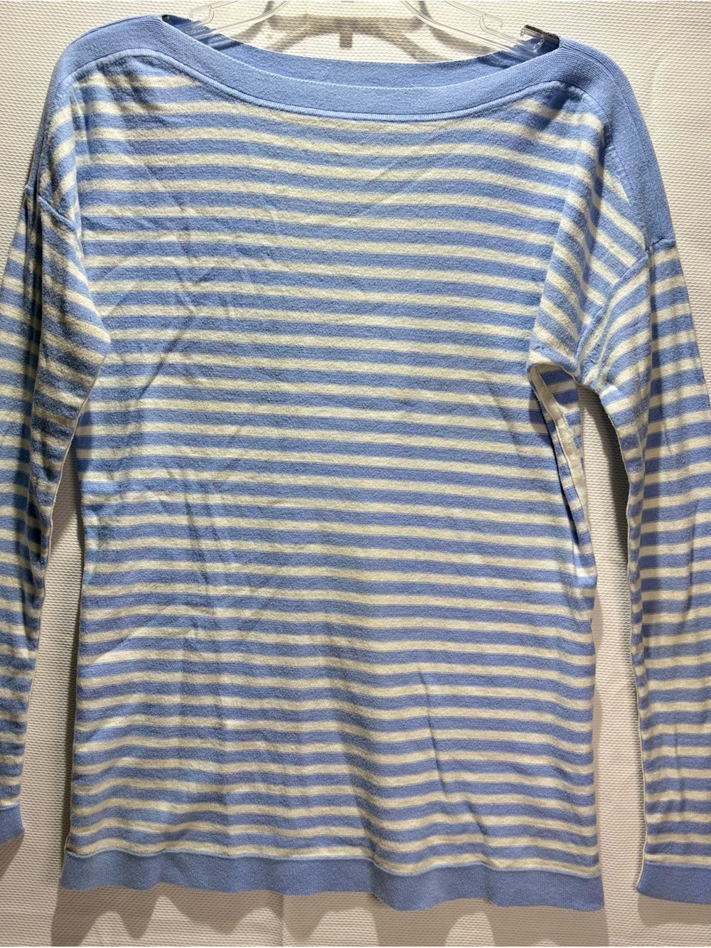 GAP Light Blue and White Striped Long-Sleeve Tee